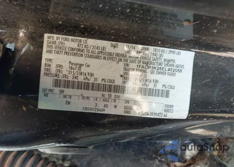 2014 Ford Focus Se из США, поврежденный, VIN 1FADP3K28EL452058